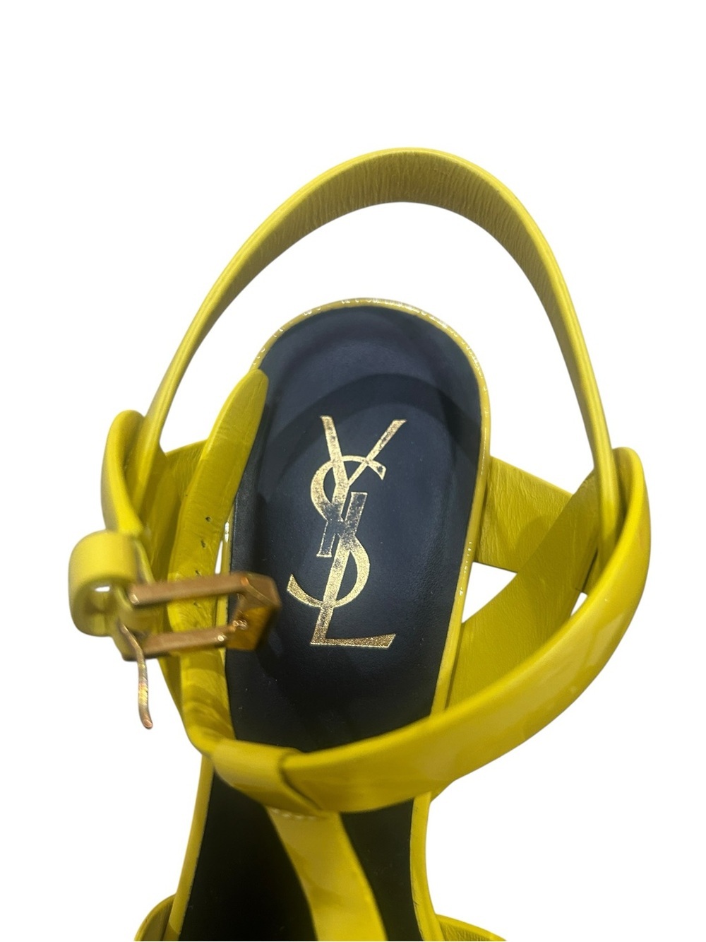 Yves Saint Laurent Tribute Yellow patent leather T-Strap Platform Sandals EU 38 - Picture 11 of 13